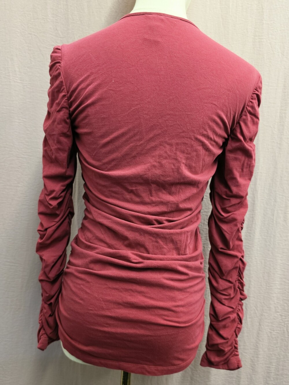 NWOT! Sundance Rosalind Ruched Long Sleeve Top- Raspberry Red, Small - Picture 6 of 7